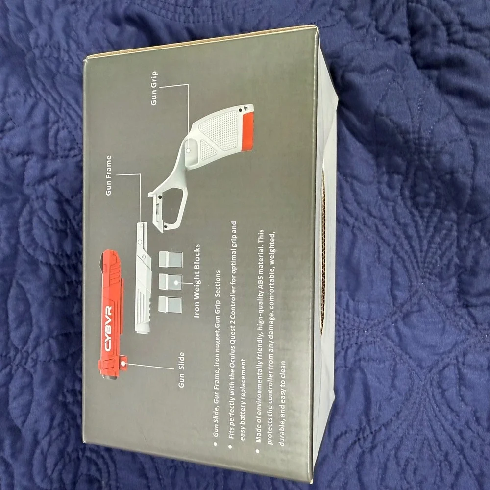 CYBVR Weighted Pistol Grip for Oculus Quest 2 Controllers Red White VR Accessory